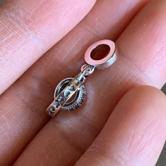 NWOT Intertwined Circles Dangle Charm, Pave Circle Hearts Sterling Silver 925 - Picture 8 of 10